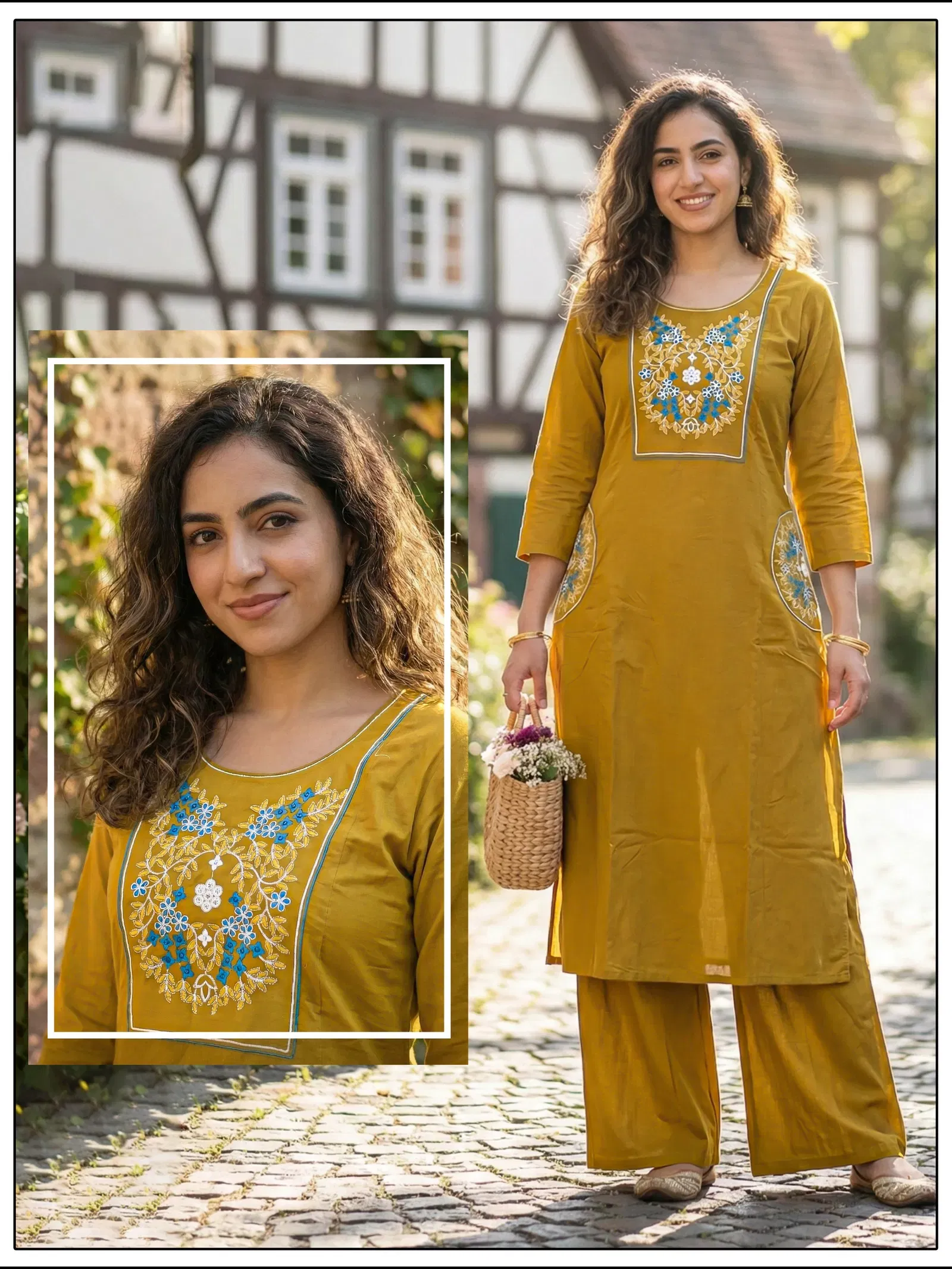 Naisha K 647 Dhabu Cotton With Work Kurti and Pant Collection Wholesale