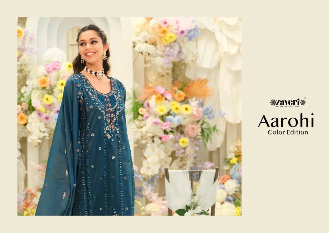 Beautiful Zaveri Aarohi Simar With Embroidery Work Top Bottom And Dupatta Collection Wholesale 2026