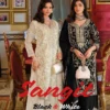 Eba Sangit Black And White Chinon Embroidery Top Bottom And Dupatta Collection Wholesale