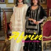 Eba Afrin Black And White Chinon Embroidery Work Top Bottom And Dupatta Collection Wholesale