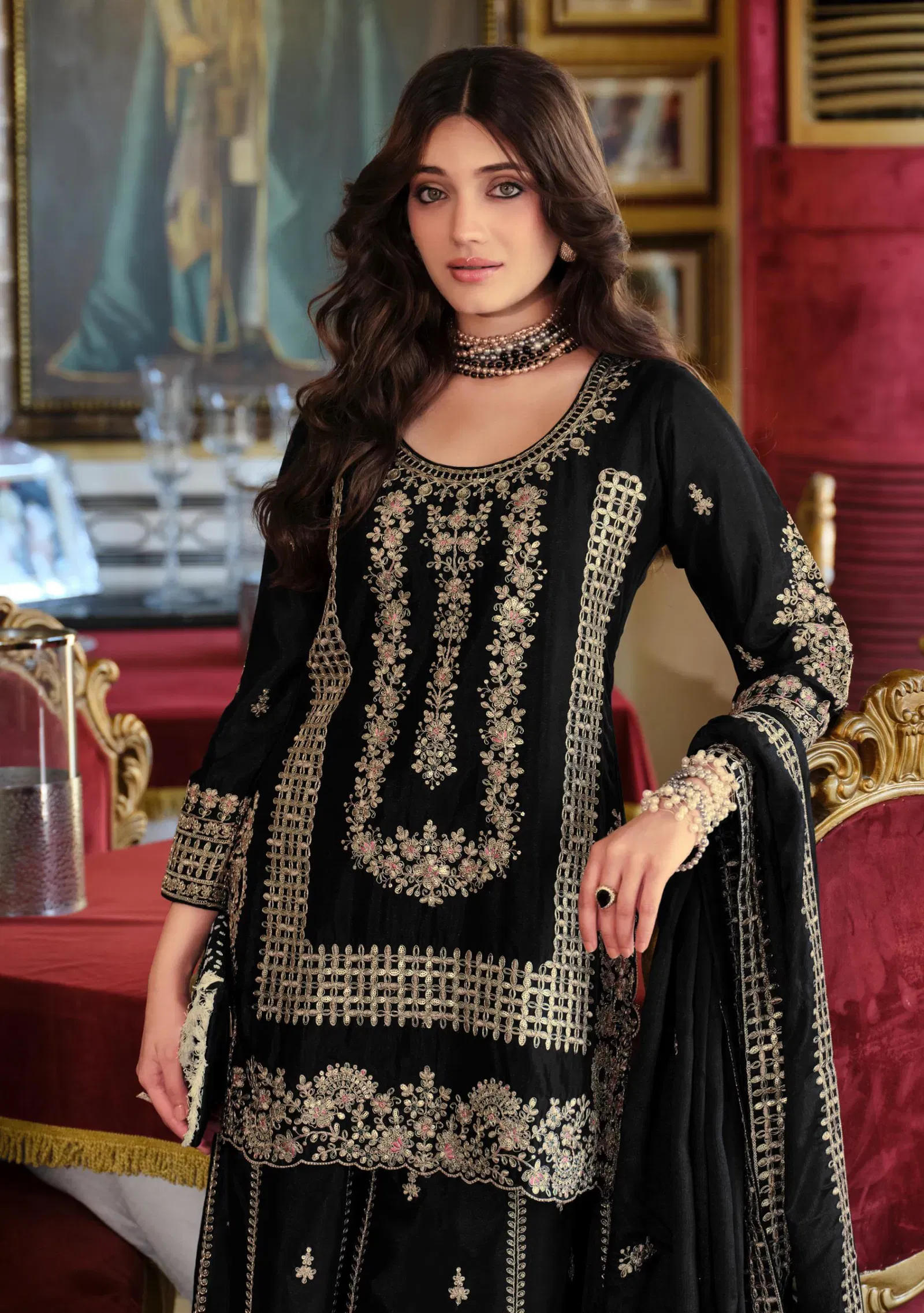 Eba Afrin Black And White Chinon Embroidery Work Top Bottom And Dupatta Collection Wholesale 5 Buy Eba Afrin Black And White Chinon Embroidery Work Top Bottom And Dupatta Collection Wholesale 2026