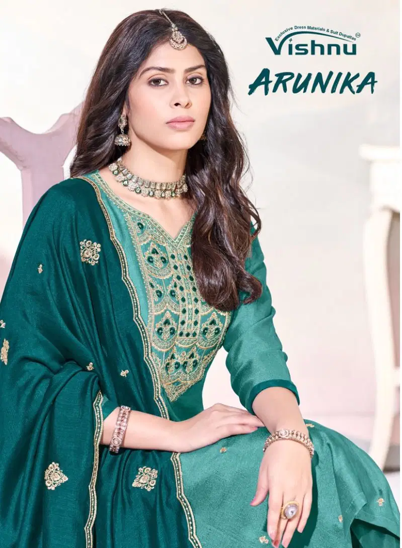 Vishnu Arunika Vichitra Silk With Work Dress Material Collection Wholesale