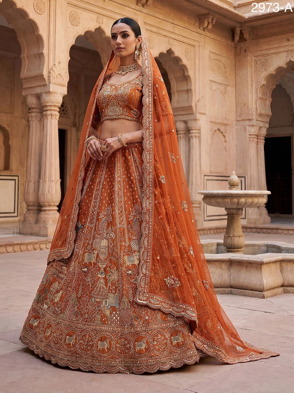 Anjani 2973 Attractive Elephant Embroidered Perfect Bridal Lehenga choli with Double Dupatta Collection Wholesale 12 Anjani 2973 Attractive Elephant Embroidered Perfect Bridal Lehenga choli with Double Dupatta Collection Wholesale