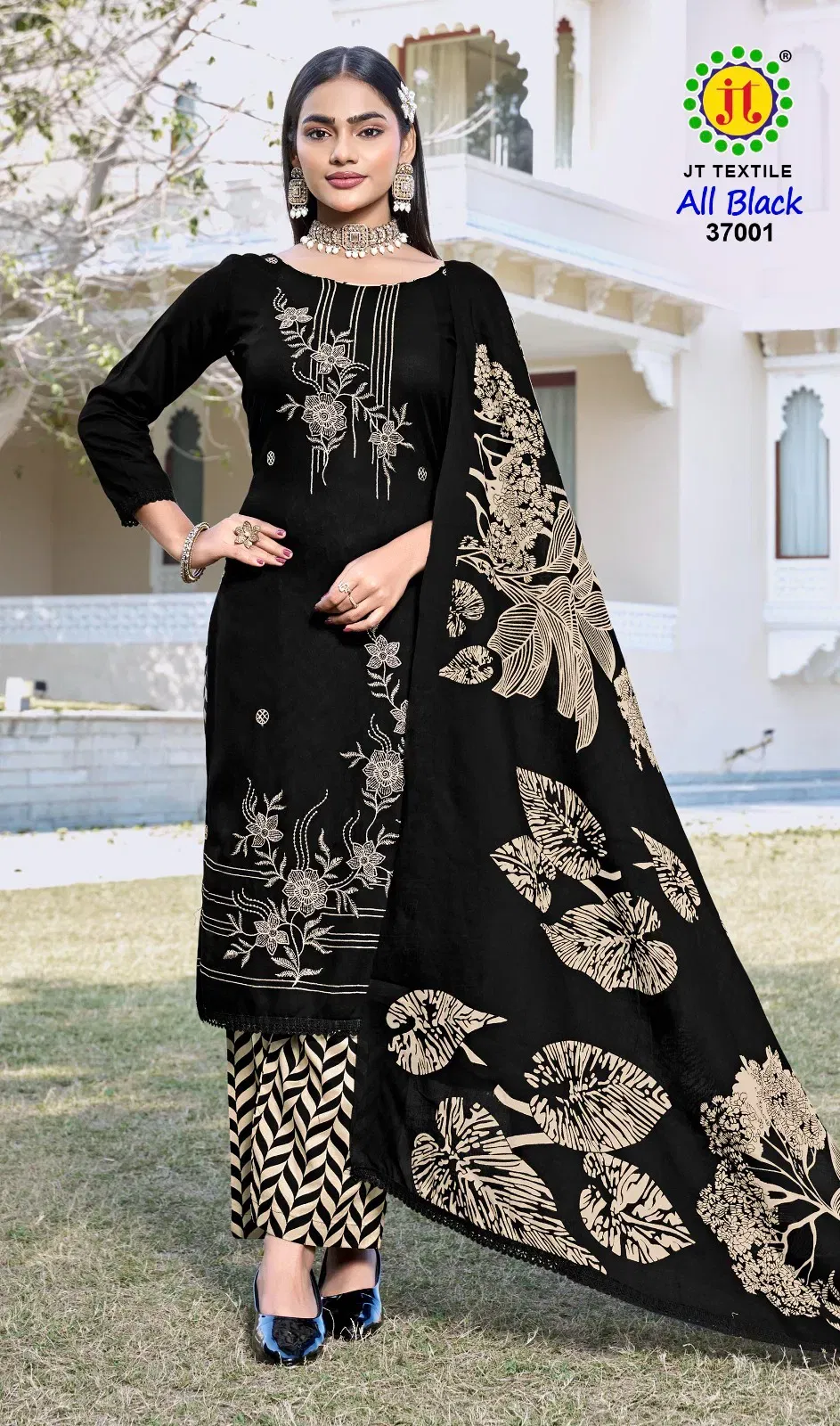 Jt All Black Vol 37 Rayon Sequence Embroidery Work Dress Material Wholesale