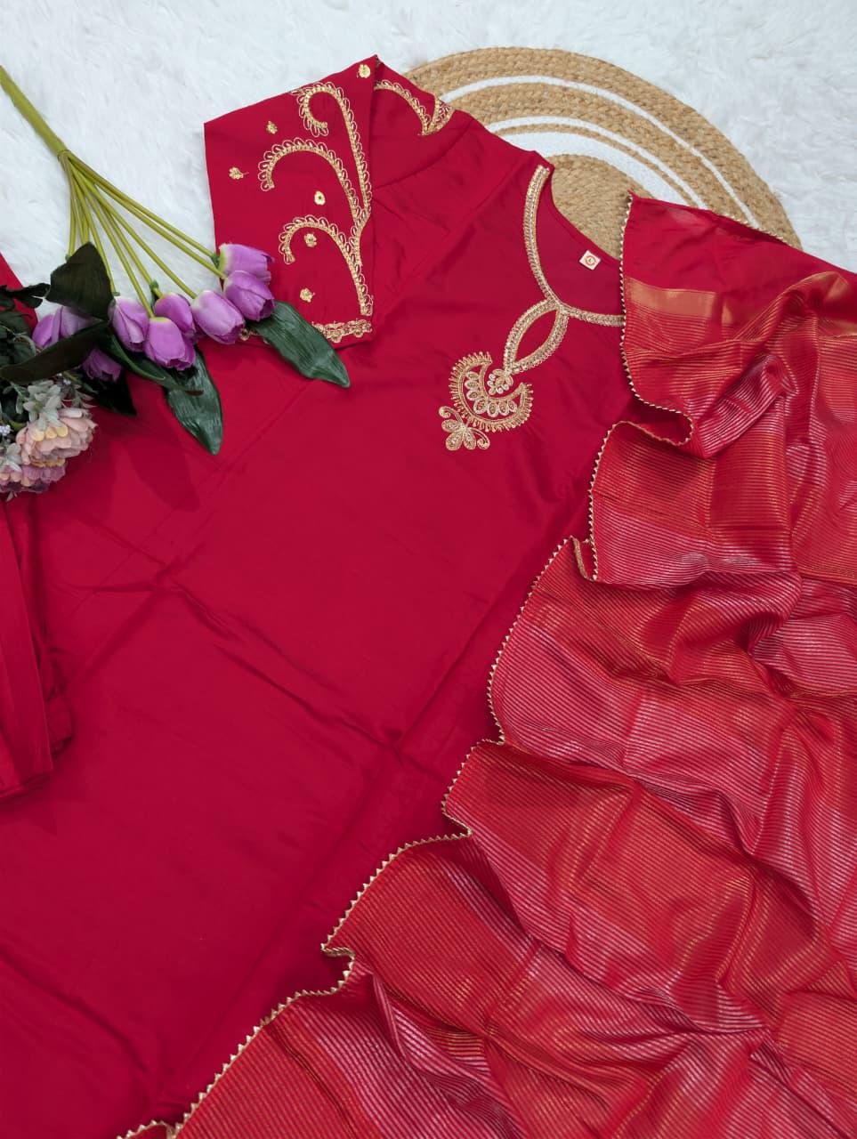 NCO 5 Pure Viscose Chanderi Sequins Coding Embroidery Kurti Bottom With Dupatta Wholesale 7 Beautiful NCO 5 Pure Viscose Chanderi Sequins Coding Embroidery Kurti Bottom With Dupatta Wholesale 2026