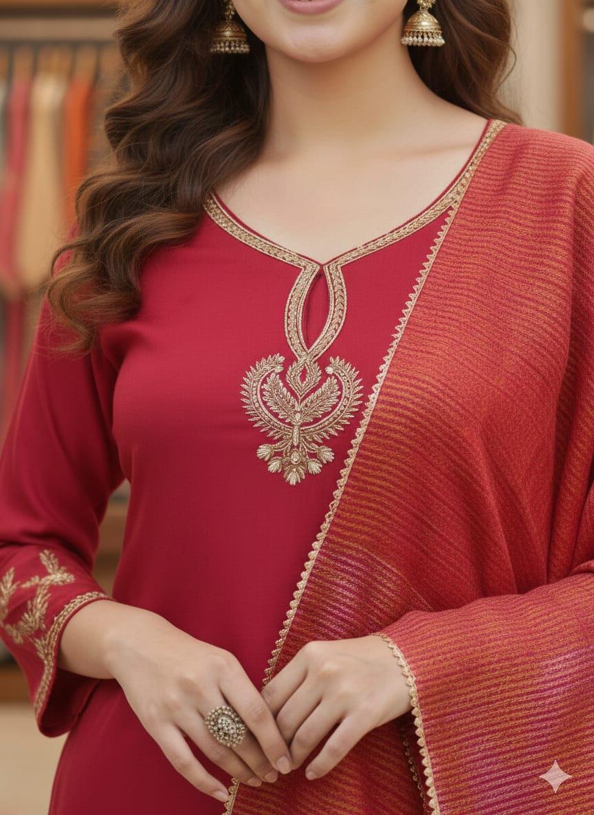 NCO 5 Pure Viscose Chanderi Sequins Coding Embroidery Kurti Bottom With Dupatta Wholesale 9 Beautiful NCO 5 Pure Viscose Chanderi Sequins Coding Embroidery Kurti Bottom With Dupatta Wholesale 2026