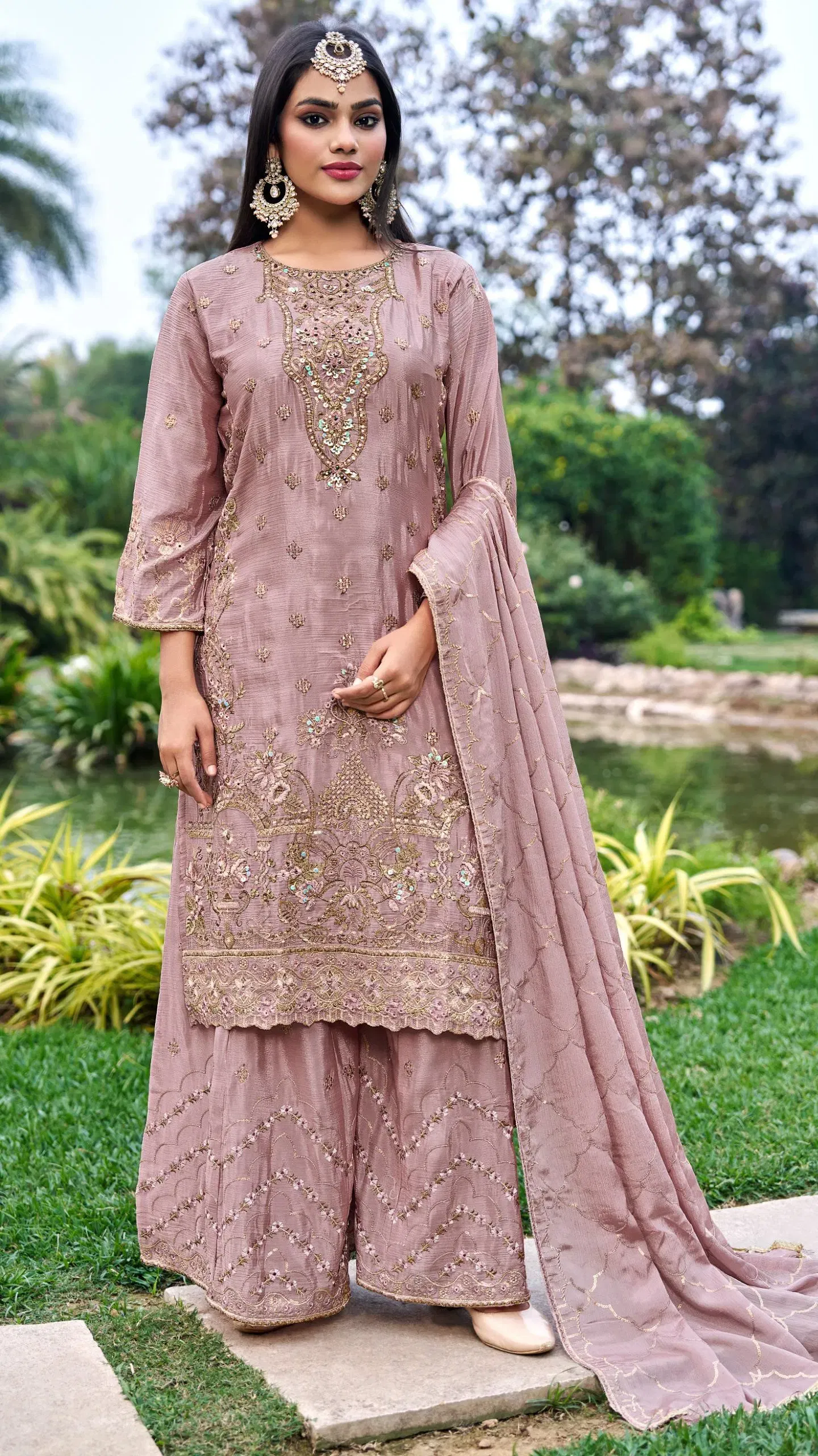 Bilqis B 254 A To D Readymade Chinon With Embroidered Work Pakistani Suits Wholesale