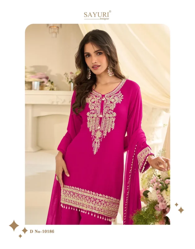 Stylish Sayuri Bansuri Georgette With Embroidered Work Top Bottom And Dupatta Wholesale 2026