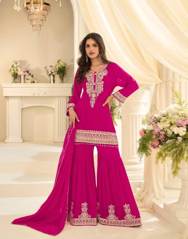 Stylish Sayuri Bansuri Georgette With Embroidered Work Top Bottom And Dupatta Wholesale 2026