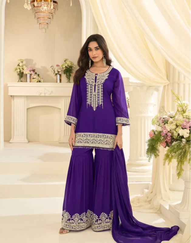 Stylish Sayuri Bansuri Georgette With Embroidered Work Top Bottom And Dupatta Wholesale 2026