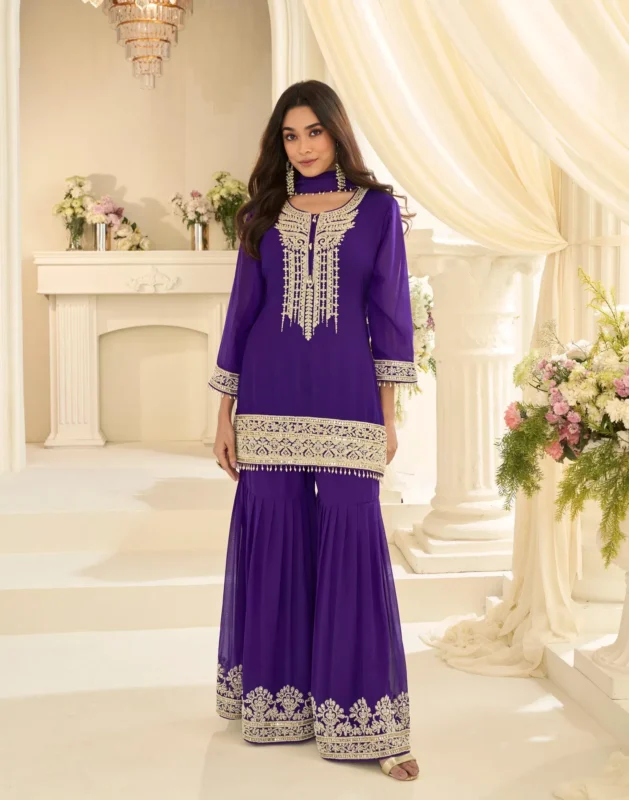 Stylish Sayuri Bansuri Georgette With Embroidered Work Top Bottom And Dupatta Wholesale 2026