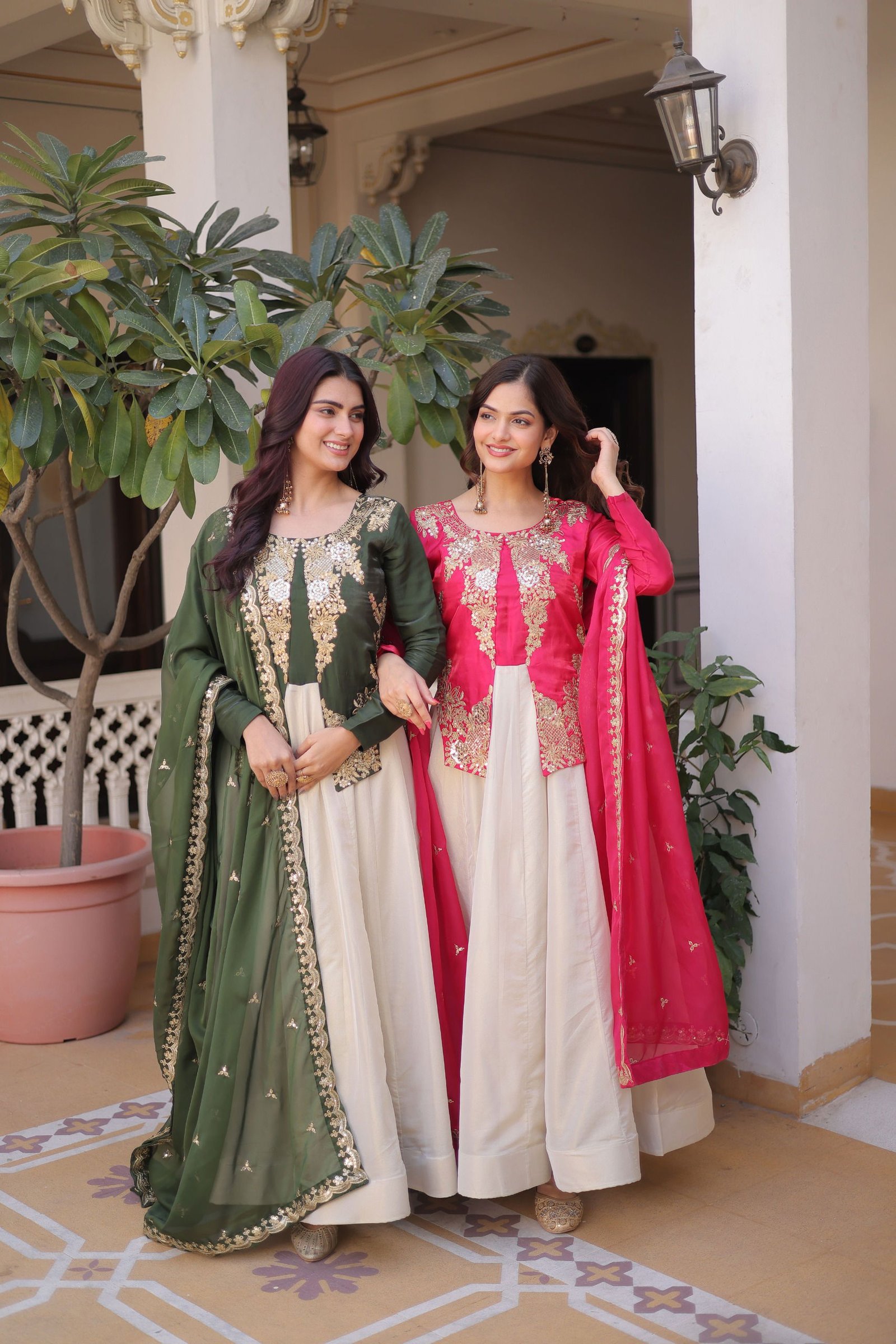 Lekha KA 1231 Glass Roman Sequins Embroidery Gown With Dupatta Wholesale