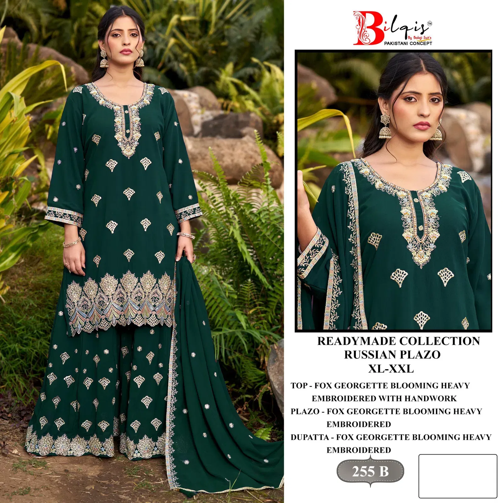 Bilqis B 255 A To D Faux Georgette With Embroidery Work Pakistani Suits Wholesale 4 Stylish Bilqis B 255 A To D Faux Georgette With Embroidery Work Pakistani Suits Wholesale 2026