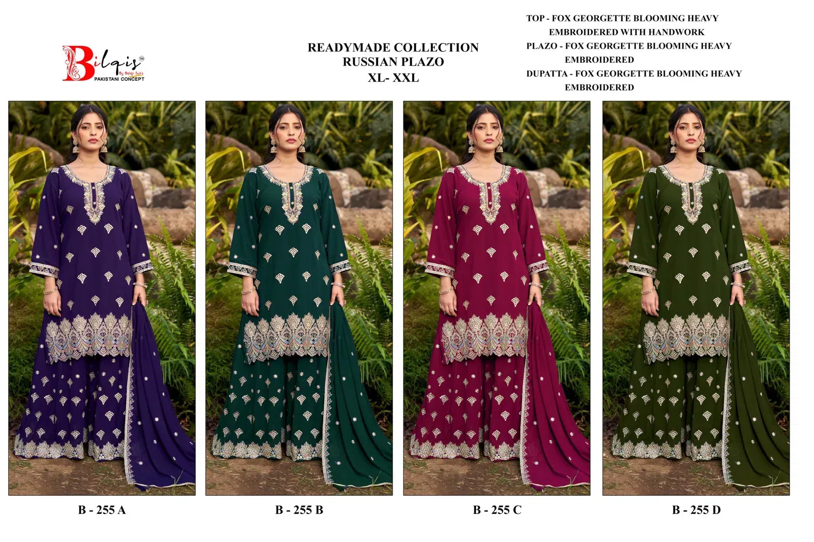 Bilqis B 255 A To D Faux Georgette With Embroidery Work Pakistani Suits Wholesale 7 Stylish Bilqis B 255 A To D Faux Georgette With Embroidery Work Pakistani Suits Wholesale 2026