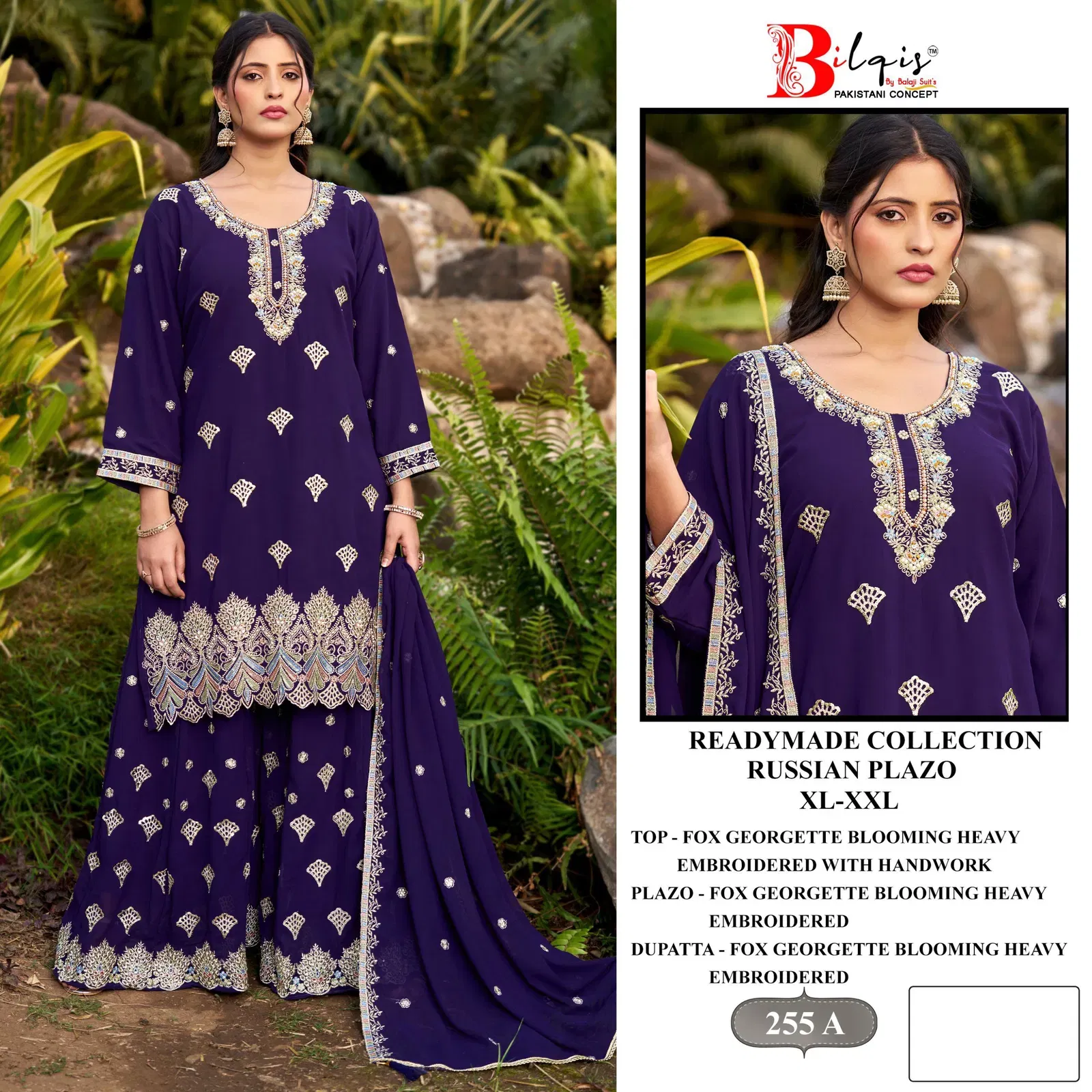 Bilqis B 255 A To D Faux Georgette With Embroidery Work Pakistani Suits Wholesale 8 Stylish Bilqis B 255 A To D Faux Georgette With Embroidery Work Pakistani Suits Wholesale 2026