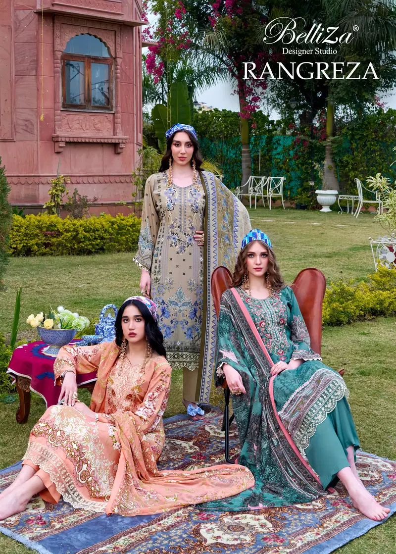 Belliza Rangreza Crepe With Embroidery Work Dress Material Collection Wholesale