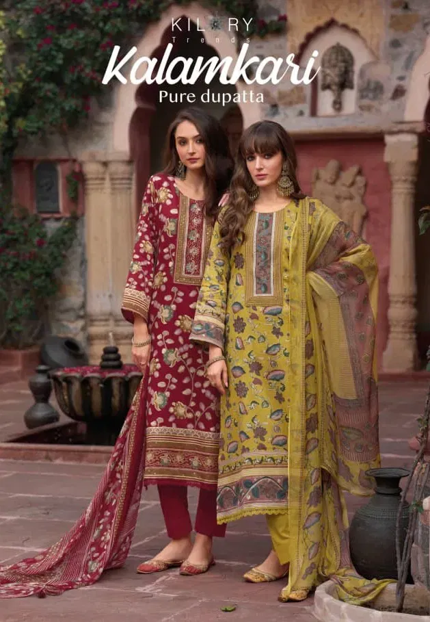 Kilory Kalamkari Jam Cotton Digital Foil Print With Work Salwar Kameez Wholesale