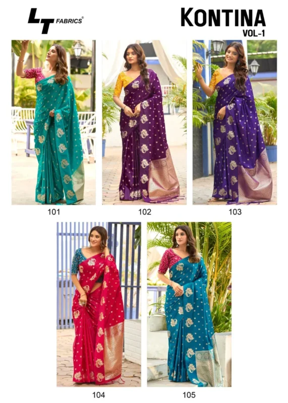 Beautiful Lt Kontina Satin Silk With Embroidery Work Fancy Saree Collection Wholesale 2026