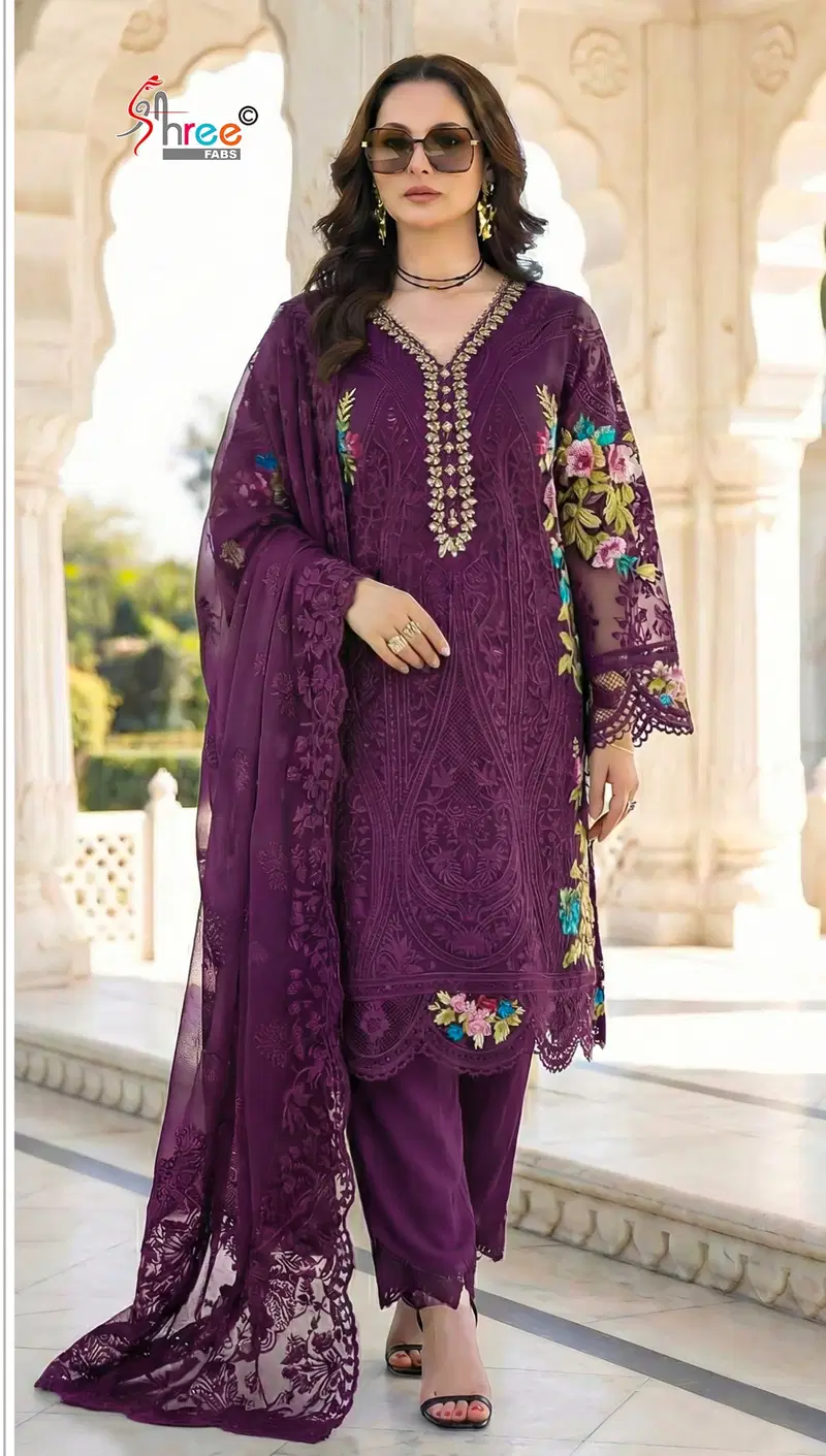 Shree Sf 5610 A To D Chiffon With Embroidery Work Pakistani Salwar Kameez Wholesale