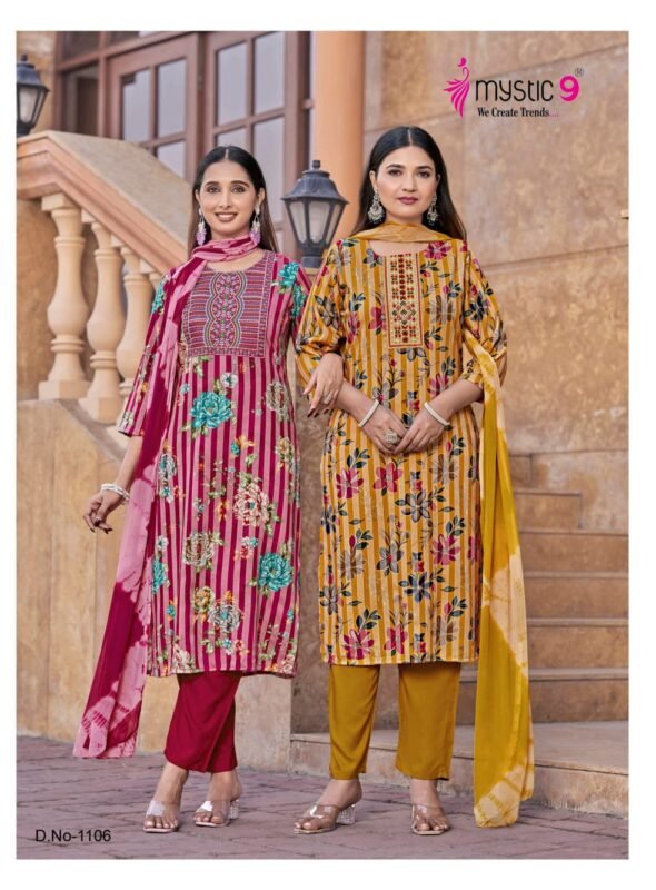 Launching Mystic 9 Rubina Vol 1 Rayon Dull Patta Kurti Bottom With Dupatta Wholesale 2026