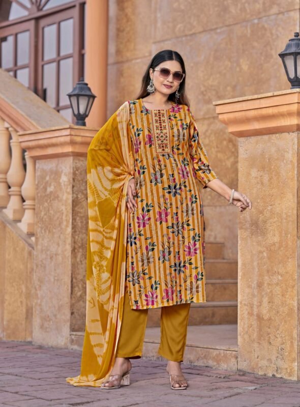 Launching Mystic 9 Rubina Vol 1 Rayon Dull Patta Kurti Bottom With Dupatta Wholesale 2026
