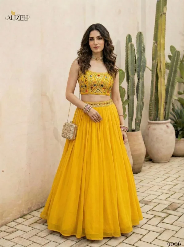 Buy Alizeh 9006 And 9007 Georgette Designer Wear Lehenga Choli Collection Wholesale 2026