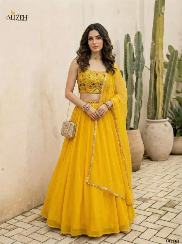 Buy Alizeh 9006 And 9007 Georgette Designer Wear Lehenga Choli Collection Wholesale 2026