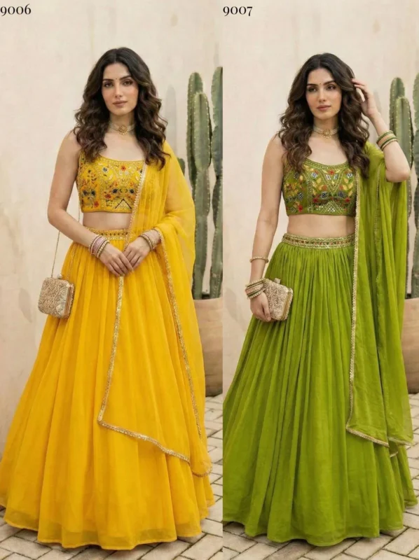 Buy Alizeh 9006 And 9007 Georgette Designer Wear Lehenga Choli Collection Wholesale 2026