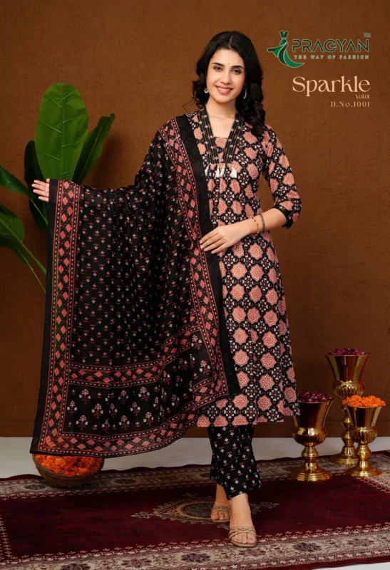 Latest Pragyan Sparkle Vol 1 Cambric Cotton Aline Kurti Set Collection Wholesale 2026