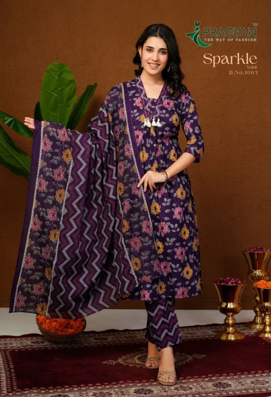 Latest Pragyan Sparkle Vol 1 Cambric Cotton Aline Kurti Set Collection Wholesale 2026