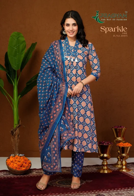 Latest Pragyan Sparkle Vol 1 Cambric Cotton Aline Kurti Set Collection Wholesale 2026