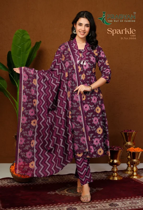 Latest Pragyan Sparkle Vol 1 Cambric Cotton Aline Kurti Set Collection Wholesale 2026