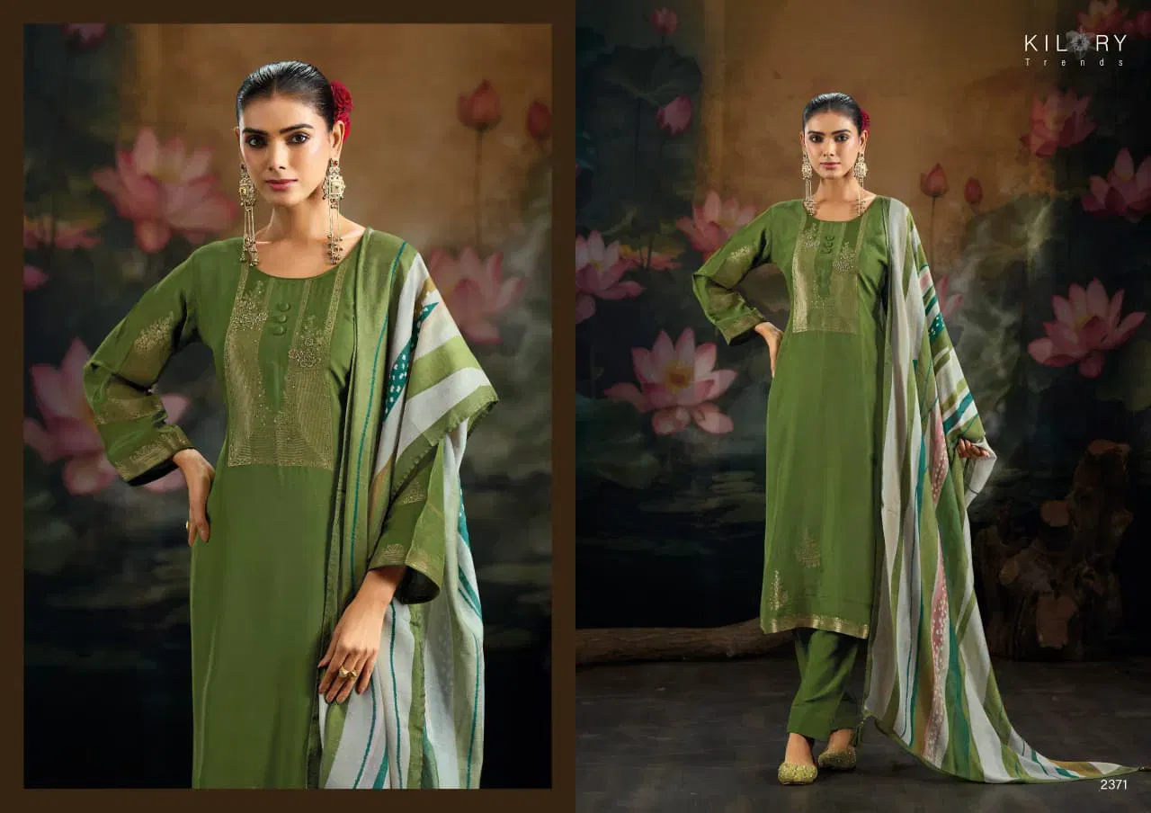 Kilory Reem Muslin Jacquard Silk With Handwork Salwar Kameez Wholesale 4 Kilory Reem Muslin Jacquard Silk With Handwork Salwar Kameez Wholesale