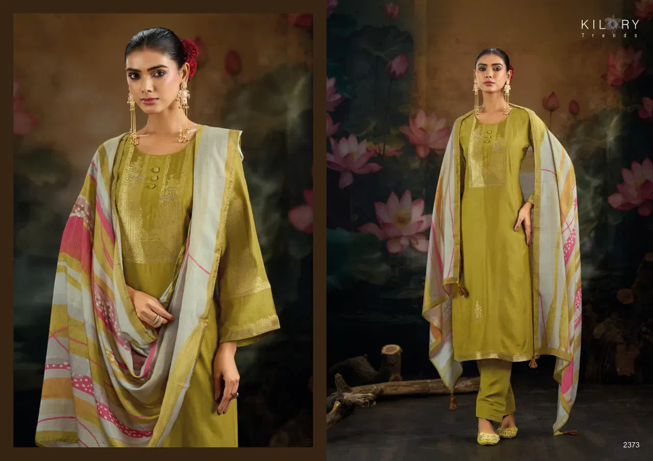 Kilory Reem Muslin Jacquard Silk With Handwork Salwar Kameez Wholesale 6 Kilory Reem Muslin Jacquard Silk With Handwork Salwar Kameez Wholesale