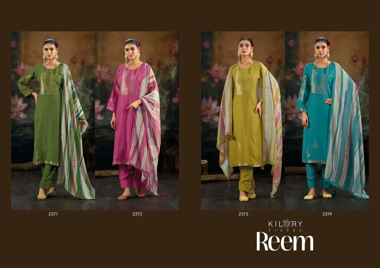 Kilory Reem Muslin Jacquard Silk With Handwork Salwar Kameez Wholesale 7 Kilory Reem Muslin Jacquard Silk With Handwork Salwar Kameez Wholesale