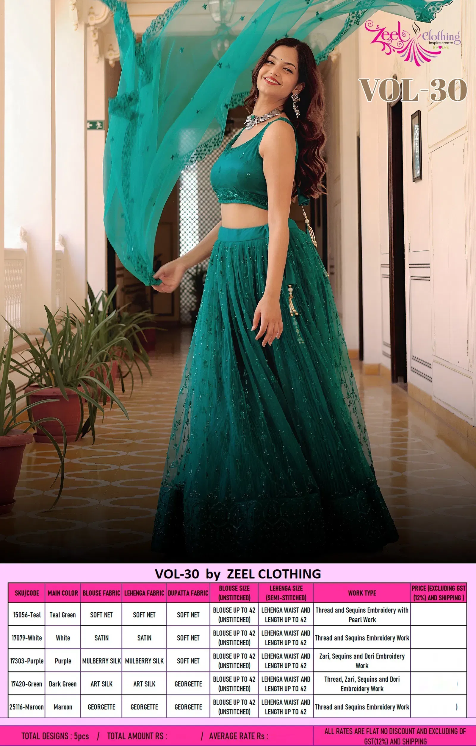 Zeel Vol 30 Georgette With Embroidery Work Lehenga Choli Collection Wholesale 12 Zeel Vol 30 Georgette With Embroidery Work Lehenga Choli Collection Wholesale