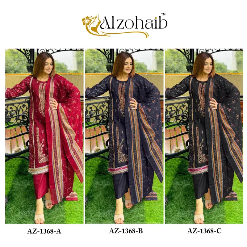 Alzohaib Az 1368 A To C Chiffon Dupatta Cotton Pakistani Salwar Kameez Wholesale 7 Buy Alzohaib Az 1368 A To C Chiffon Dupatta Cotton Pakistani Salwar Kameez Wholesale 2026