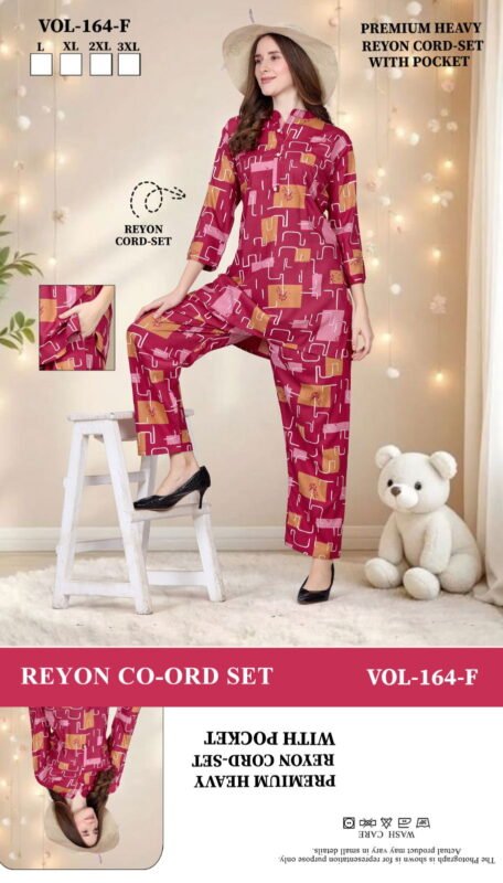 Launching Summer Special JC 164 F Heavy Rayon Printed Night Co Ord Set Wholesale 2026