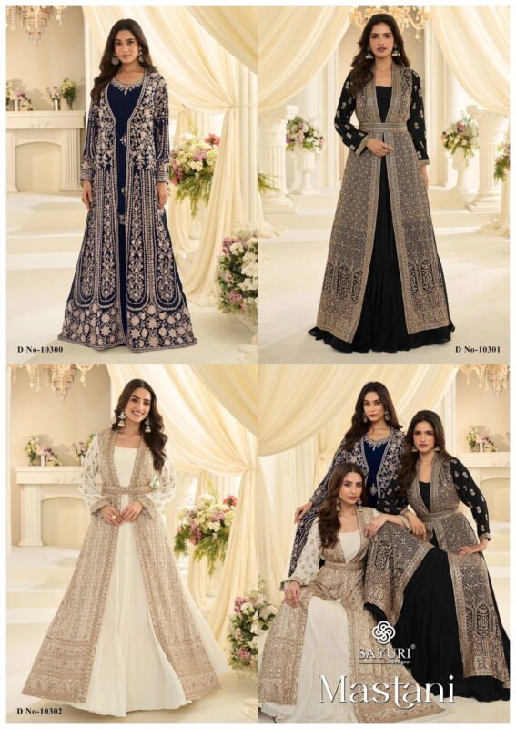 Launching Sayuri Mastani Chinon Silk Embroidered Festival Wear Gown Collection Wholesale 2026