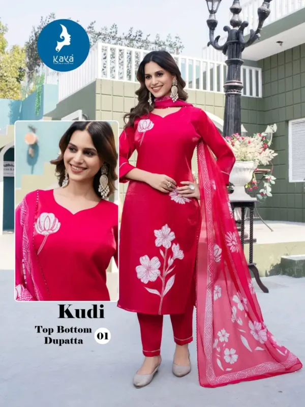 Stylish Kaya Kudi Roman Glass Casual Wear Kurti Pant And Dupatta Collection Wholesale 2026
