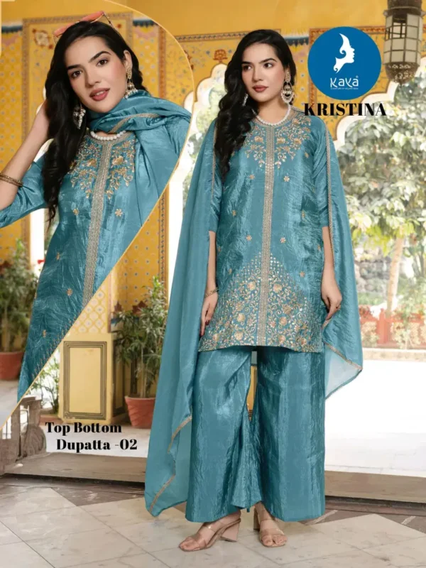 Stylish Kaya Kristina Silk With Work Festival Wear Top Bottom And Dupatta Wholesale 2026