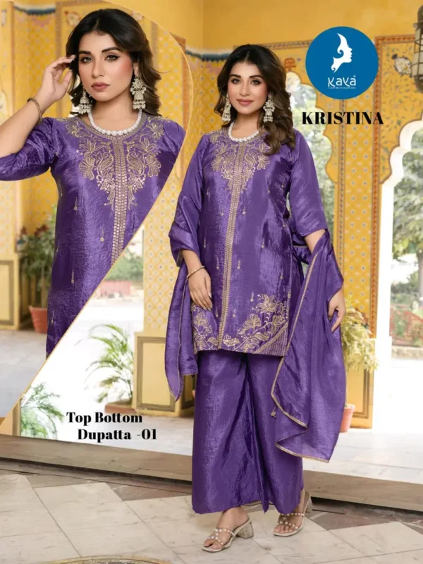 Stylish Kaya Kristina Silk With Work Festival Wear Top Bottom And Dupatta Wholesale 2026