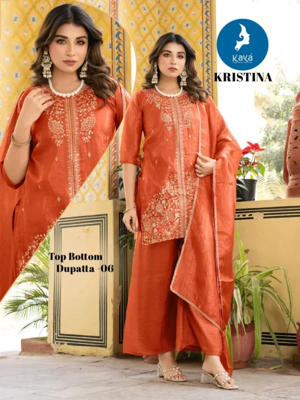 Stylish Kaya Kristina Silk With Work Festival Wear Top Bottom And Dupatta Wholesale 2026