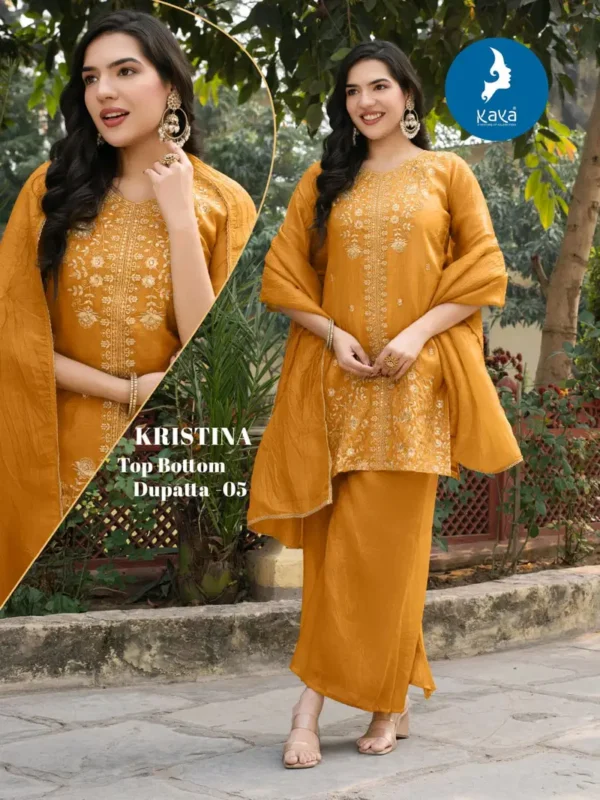 Stylish Kaya Kristina Silk With Work Festival Wear Top Bottom And Dupatta Wholesale 2026