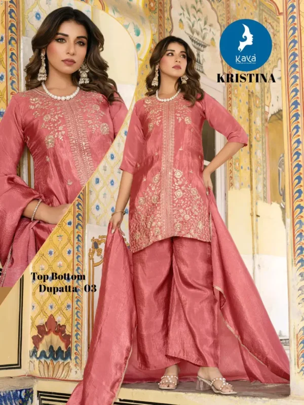 Stylish Kaya Kristina Silk With Work Festival Wear Top Bottom And Dupatta Wholesale 2026