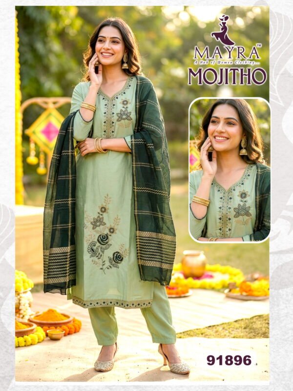 Latest Mayra Mojitho Roman Silk Kurti With Bottom and Dupatta Collection Wholesale 2026