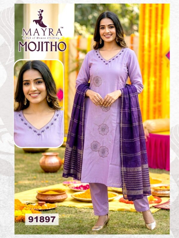 Latest Mayra Mojitho Roman Silk Kurti With Bottom and Dupatta Collection Wholesale 2026