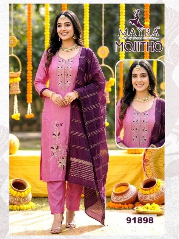 Latest Mayra Mojitho Roman Silk Kurti With Bottom and Dupatta Collection Wholesale 2026