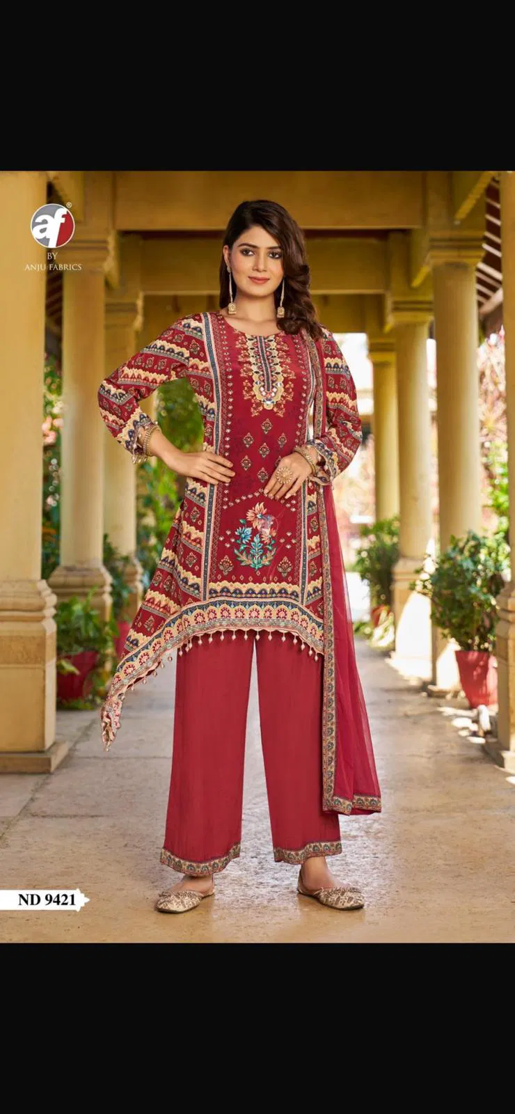 AF 9421 Tale Cut Kurti With wide Pant and Dupatta Collection Wholesale