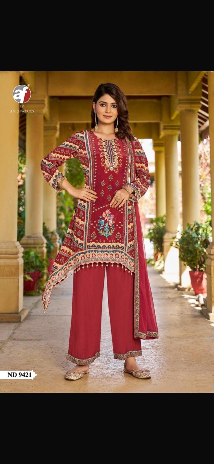 AF 9421 Tale Cut Kurti With wide Pant and Dupatta Collection Wholesale 4 Beautiful AF 9421 Tale Cut Kurti With wide Pant and Dupatta Collection Wholesale 2026